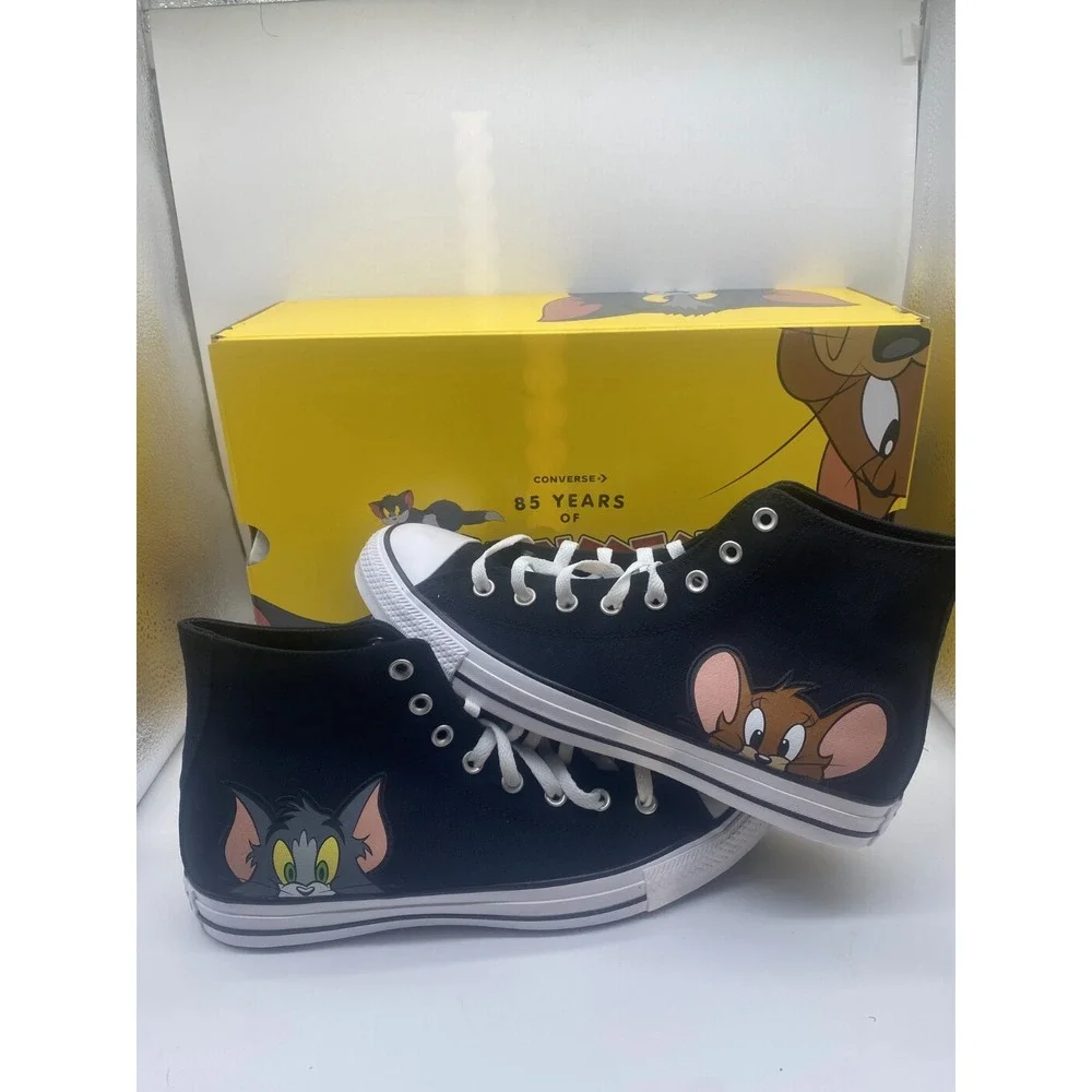 Converse Chuck Taylor All Star HI Men's US 10.5 Sneakers Black Tom & Jerry Shoes - Picture 1 of 5